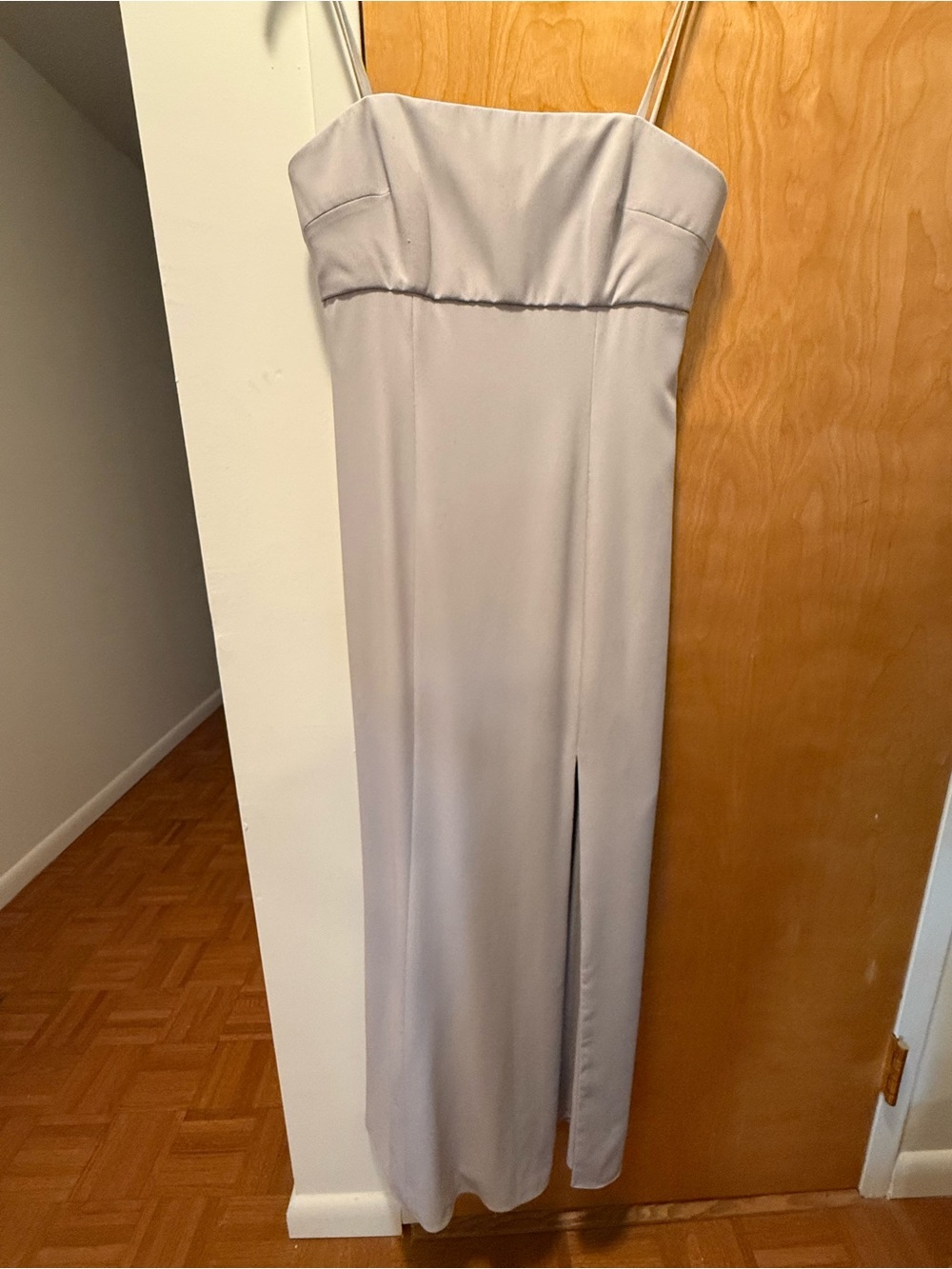 Amsale Bray Gown in Dove with Front Slit